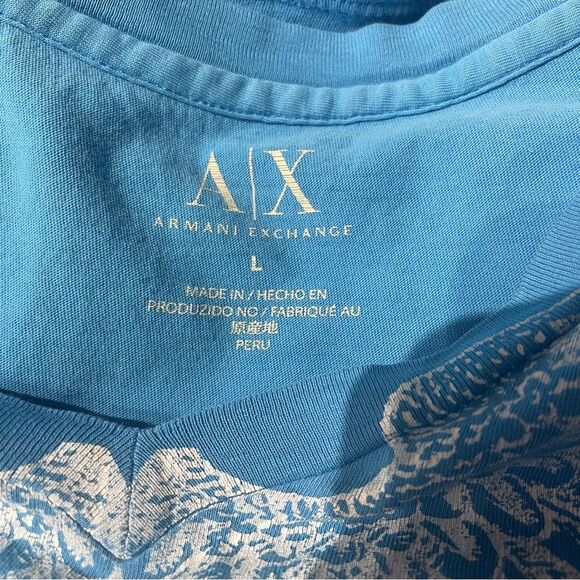 Y2K Armani Exchange Wings V-Neck Detail Women’s Top Blue - Picture 4 of 4